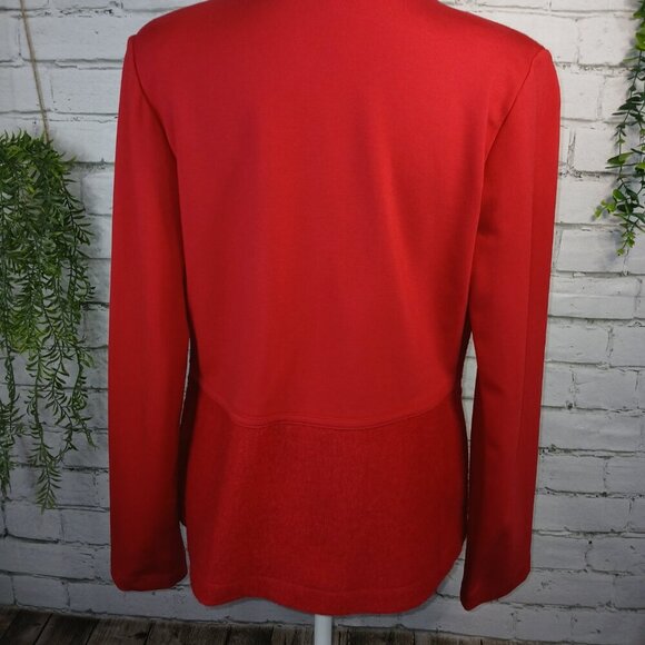 WOMENS CHICO'S RED PONTE BOILDED WOOL BLAZER TOP JACKET, SIZE 0, US SIZE XS - Picture 7 of 10